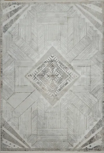 Contemporary Charm: Subtle Gray Geometric Pattern Rug 5x8