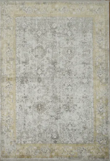 Intricate Gray and Gold Vintage Style Decorative Rug 5x8