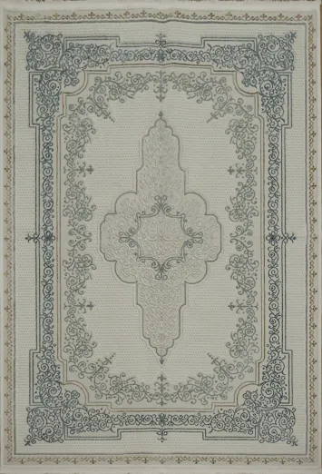 Classic Beige Rug with Ornate Blue Detailing for Elegant Homes 5x8