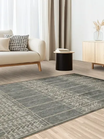 Elegant Geometric Rug with Soft Neutral Tones Patterns 5x8