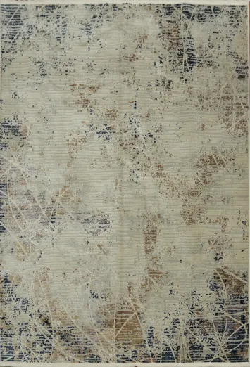 Elegant Beige and Blue Rug with Subtle Abstract Patterns for Living Room 5x8