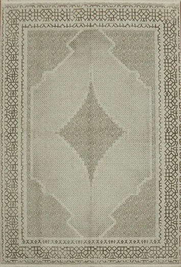 Classic Beige Rug with Intricate Border Design for Living Rooms 5x8