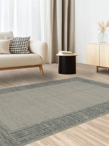 Sophisticated Dual-Tone Rug with a Classic Bordered Design 5x8