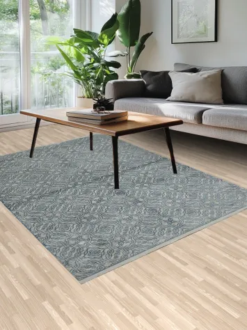 Intricate Blue Accent Rug for Modern Living Spaces 5x8