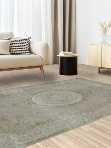 Elegant Beige and Gray Rug with Timeless Traditional Patterns 5x8