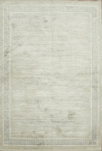 Neutral Greek Key Border Rug for Modern Home Décor 5x8