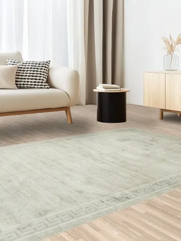 Neutral Greek Key Border Rug for Modern Home Décor 5x8