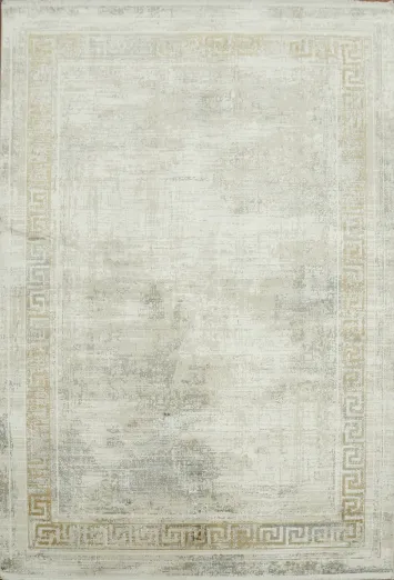 Modern Neutral Tone Area Rug with Classical Border 5x8