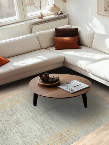 Sophisticated Gray Area Rug with Gold Accents and Pattern 5x8