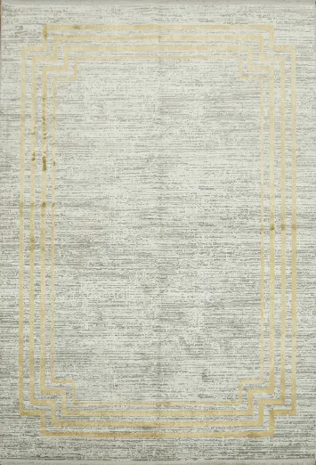 Sophisticated Grey Rug with Chic Gold Detailing for Modern Homes 5x8