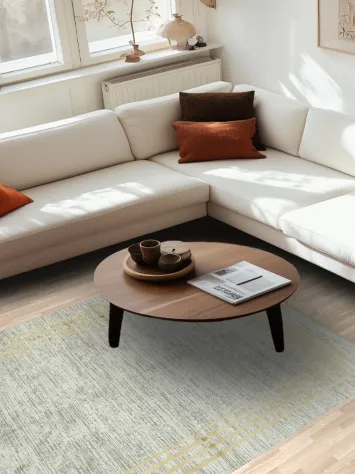 Sophisticated Grey Rug with Chic Gold Detailing for Modern Homes 5x8