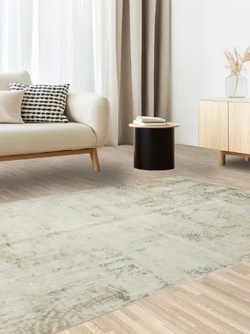 Elegant Distressed Beige Rug for a Timeless Vintage Look 5x8