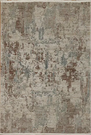 Antique Distressed Rug with Modern Abstract Design Elements 5x8