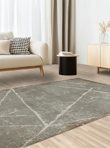 Contemporary Grey Rug with Sleek Geometric Lines 5x8