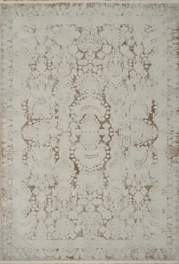 Sophisticated Gray Rug with Subtle Ornamental Design 5x8