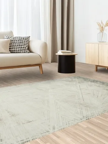 Contemporary Abstract Rug in Soft Neutral Tones 5x8