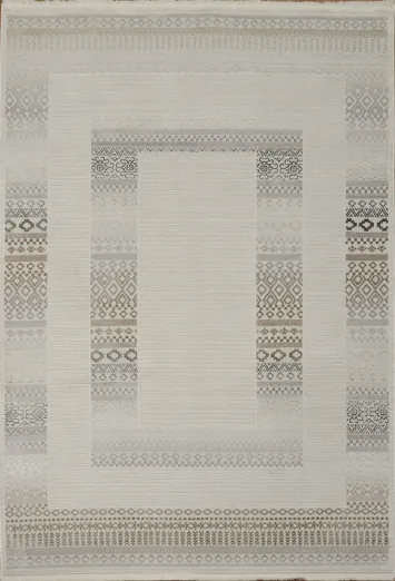 Contemporary Neutral Rug Featuring Symmetrical Patterns 5x8