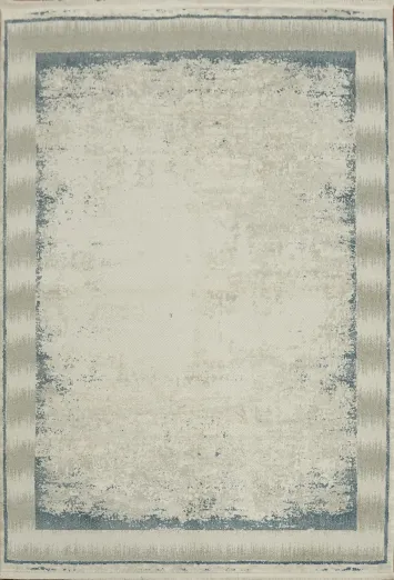 Modern Vintage Rug with Faded Elegance and Blue Accents 5x8
