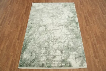 Elegant Abstract Green and Ivory Area Rug for Modern Decor 5x8
