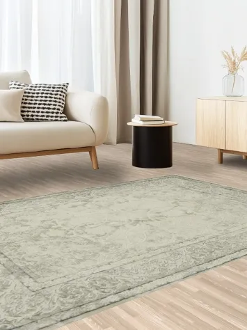 Elegant Vintage Floral Area Rug with Intricate Border Design 5x8