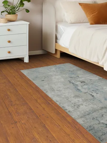 Elegant Abstract Pattern Rug with Blue and Grey Hues 3x5