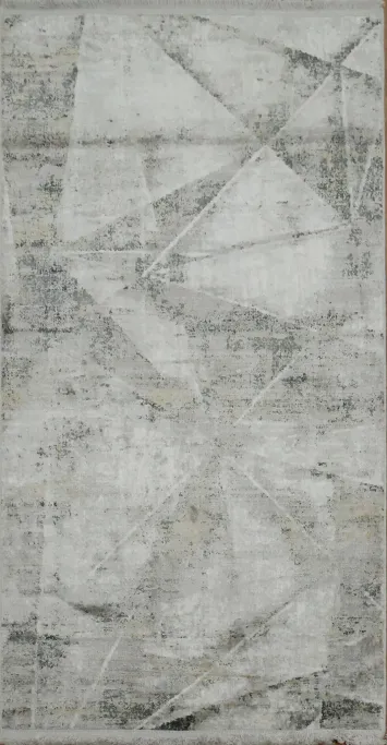 Modern Neutral Toned Rug Featuring Abstract Geometric Patterns 3x5