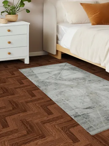 Modern Neutral Toned Rug Featuring Abstract Geometric Patterns 3x5