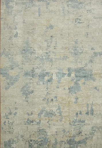 Abstract Grey, Blue and Beige Area Rug for Modern Interiors 10x14