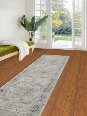 Distressed Patterned Runner: A Touch of Elegance in Neutrals 3x10