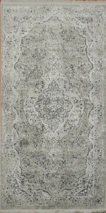 Intricate Grey Persian Rug with Vintage Floral Medallion Design 3x5