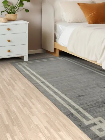 Contemporary Gray Rug With Sophisticated Ivory Accents 3x6