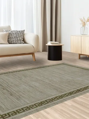 Sophisticated Beige Rug with Greek Key Border for Elegant Decor 5x8