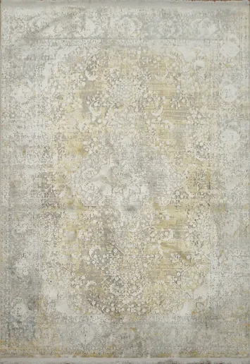 Chic Gold and Grey Distressed Look Rug for Modern and Traditional Spaces 4x6
