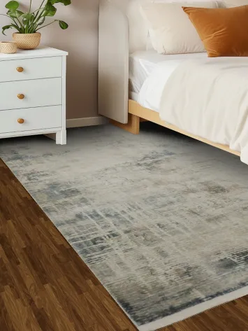 Elegant Neutral Rug Featuring Distressed Texture for Living Areas 5x8