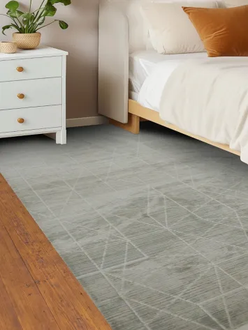 Minimalistic Gray Rug Featuring Fine Abstract Line Design 5x8