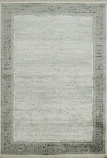 Sophisticated Gray Area Rug with Classic Border Design 5x8