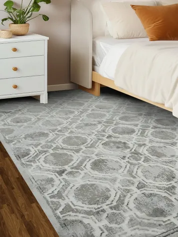 Contemporary Gray Rug with Timeless Pattern for Sophisticated Spaces 5x8