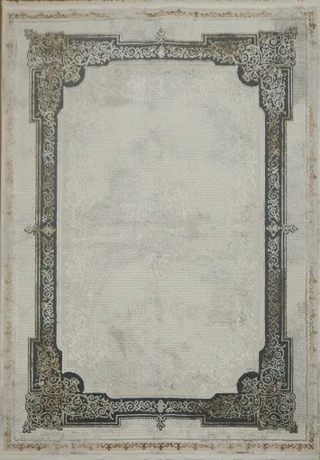 Victorian Style Turkish Ivory and Grey Rug 5x8