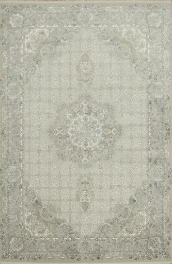 Classic Luxury Floral Grey and Beige Area Rug 6x10