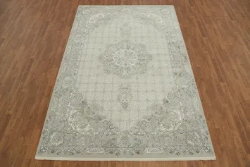 Classic Luxury Floral Grey and Beige Area Rug 6x10