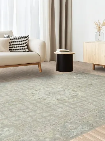 Luxurious Soft Grey and Ivory Area Rug with Vintage Charm 6x10