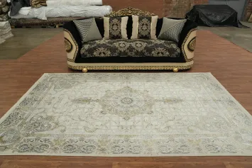Luxurious Cream and Gold Rug for Elegant Living Spaces 6x10