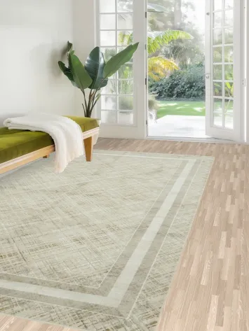 Stylish Neutral Beige Rug with Elegant Geometric Patterns 6x10