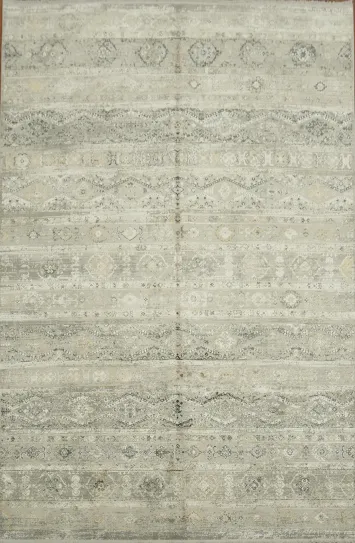 Elegant Vintage Grey Rug with Subtle Patterned Details 6x10