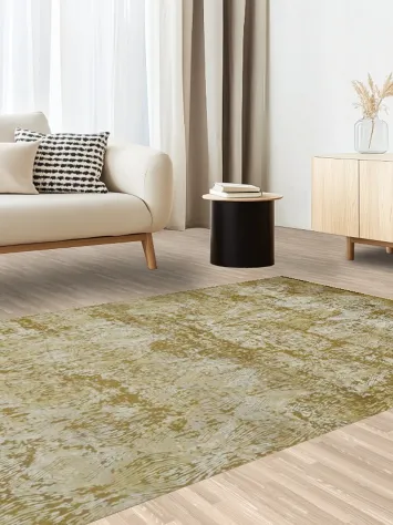 Sophisticated Charm: Gold Rug with Intricate Patterns 5x8