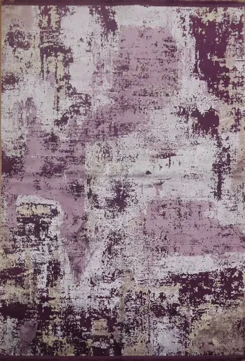 Modern Abstract Rug with Vintage Charm and Soft Mauve Tones 5x8