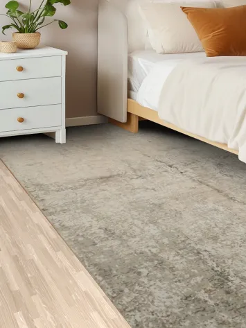 Minimalist Appeal: Distressed Beige Rug for Home Decor 5x8