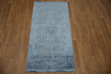 Elegant Blue and Gray Rug with Vintage Intricate Patterns 3x5