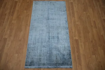 Modern Minimalist Sky Blue Textured Area Rug 3x5