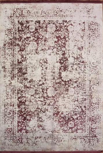 Vintage-Style Burgundy and White Rug: Perfect for Living Rooms